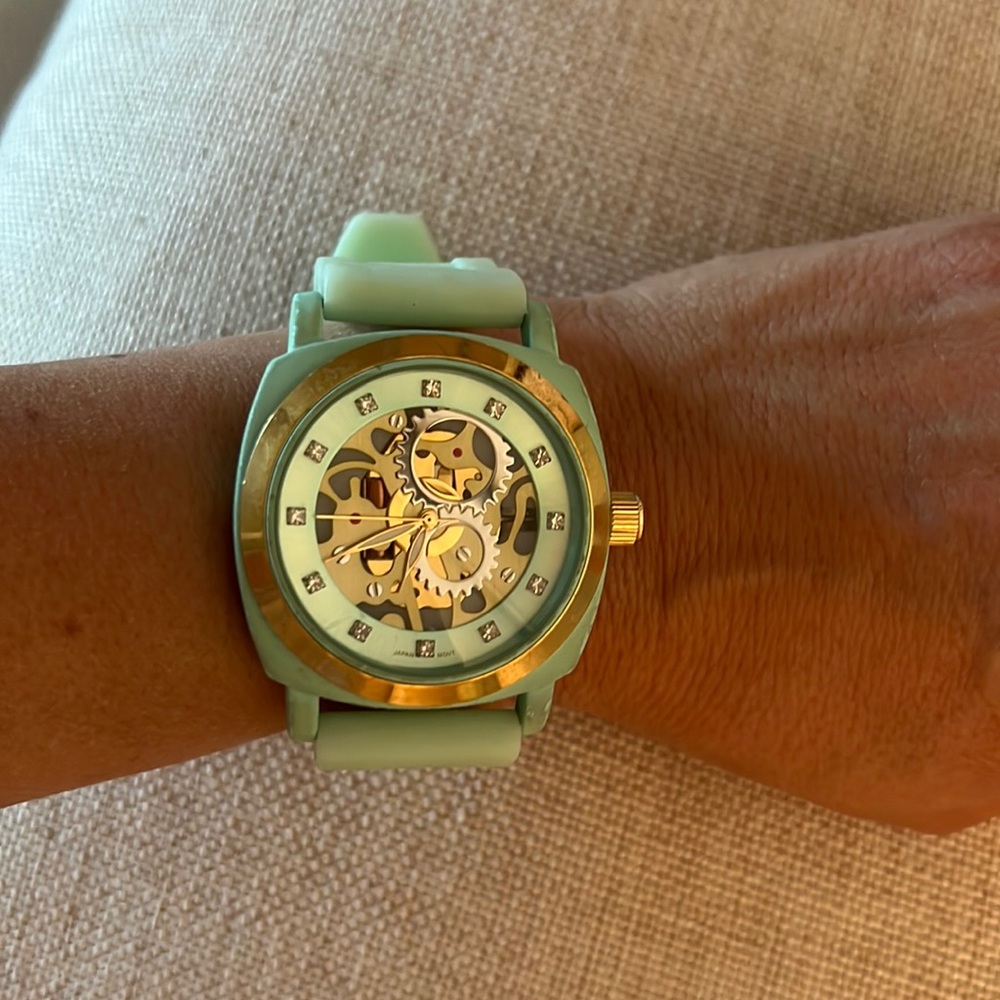 Anthropologie Mint Green Jelly Stainless Steel Watch